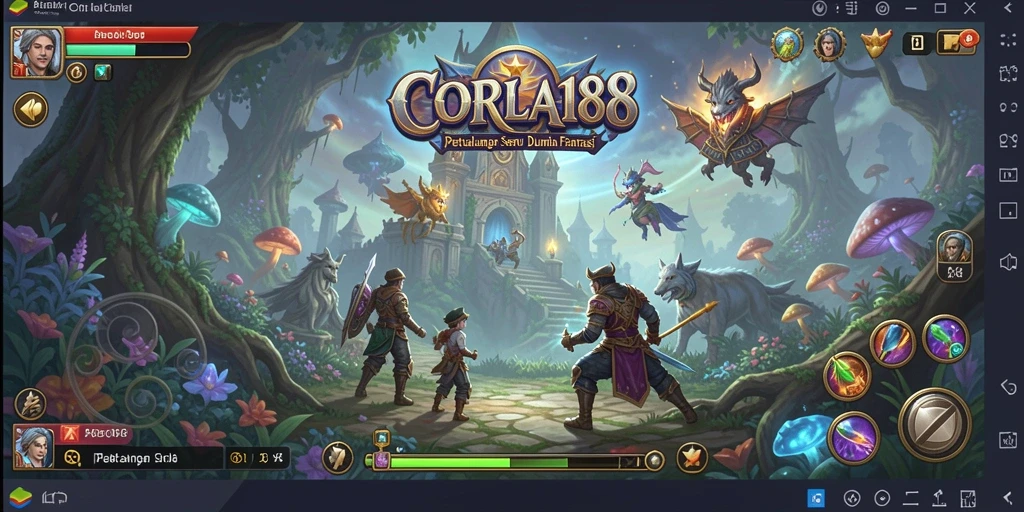 Tampilan gameplay seru dalam CORLA188 yang menggambarkan petualangan fantastis.