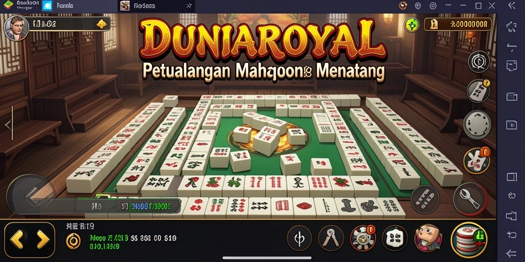 Tampilan gameplay menakjubkan dari DUNIAROYAL dengan papan Mahjong yang penuh warna.