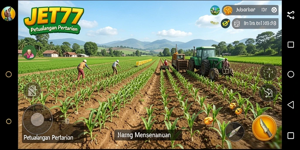 Screenshot JET77 menunjukkan gameplay bertani yang mendebarkan.