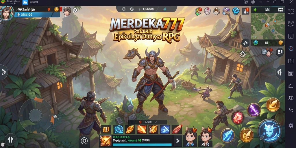 Tangkapan layar gameplay <strong>MERDEKA777</strong> yang menunjukkan pertarungan epik dalam dunia RPG.