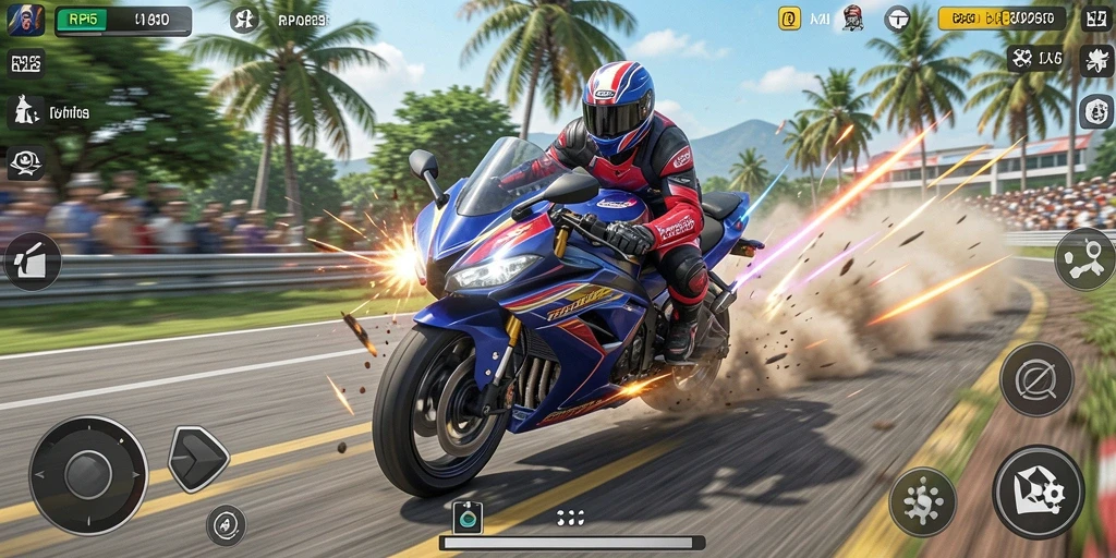 Gameplay seru dengan balapan motor yang mendebarkan.