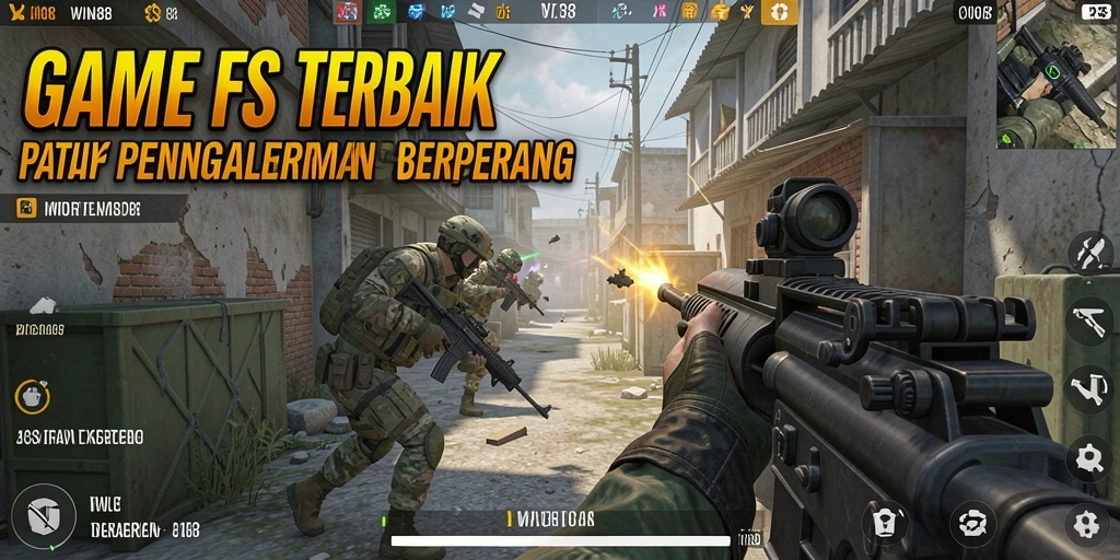 Screenshot gameplay <strong>WIN88</strong> menampilkan aksi tembak-menembak yang mendebarkan.
